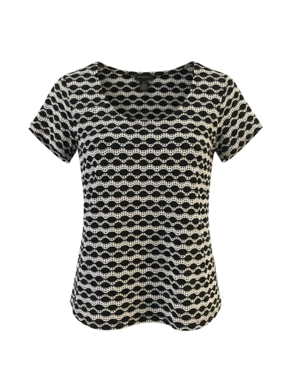 Chico's Lined with Short Sleeve Top Black/White Stripe Size -0 (small)